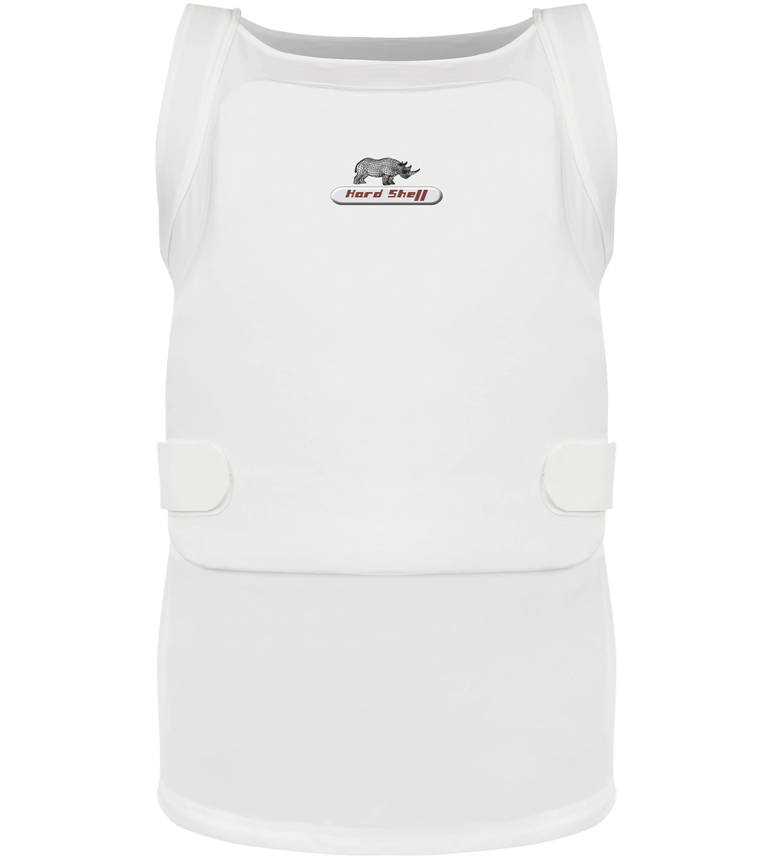 Model wearing a vip undervest vest with Hard Shell logo, designed for discreet personal protection and safety.